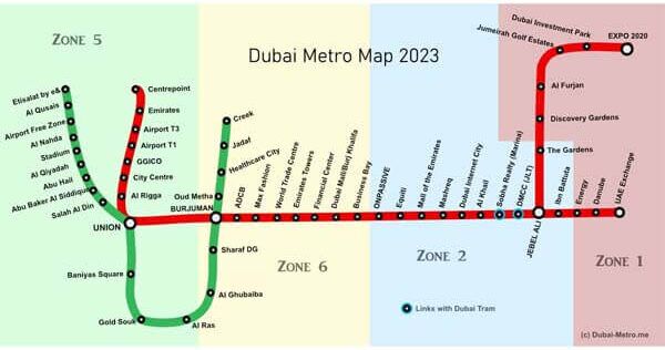 Schematic map of Dubai Metro